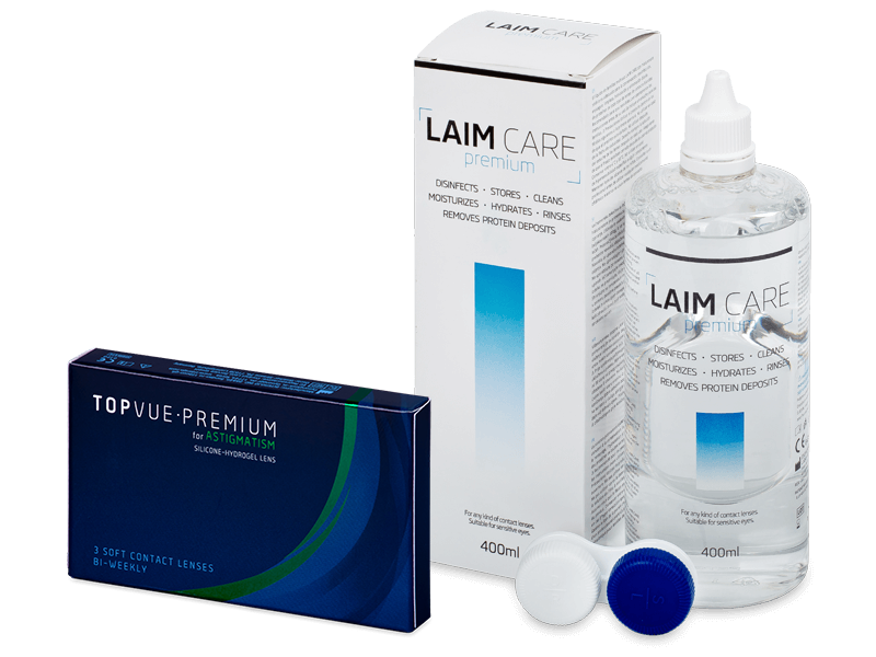 TopVue Premium for Astigmatism (3 kom leća) + otopina Laim-Care 400 ml