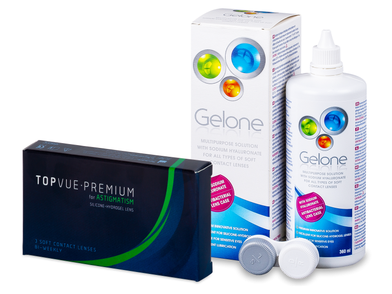 TopVue Premium for Astigmatism (3 kom leća) + otopina Gelone 360 ml